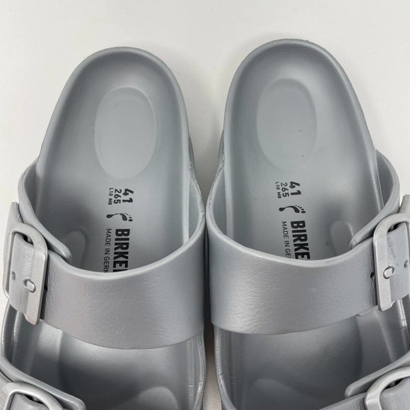 Birkenstock Arizona EVA Sandals Unisex 41 Womens 10 Mens 8 Silver Gray - Picture 4 of 11